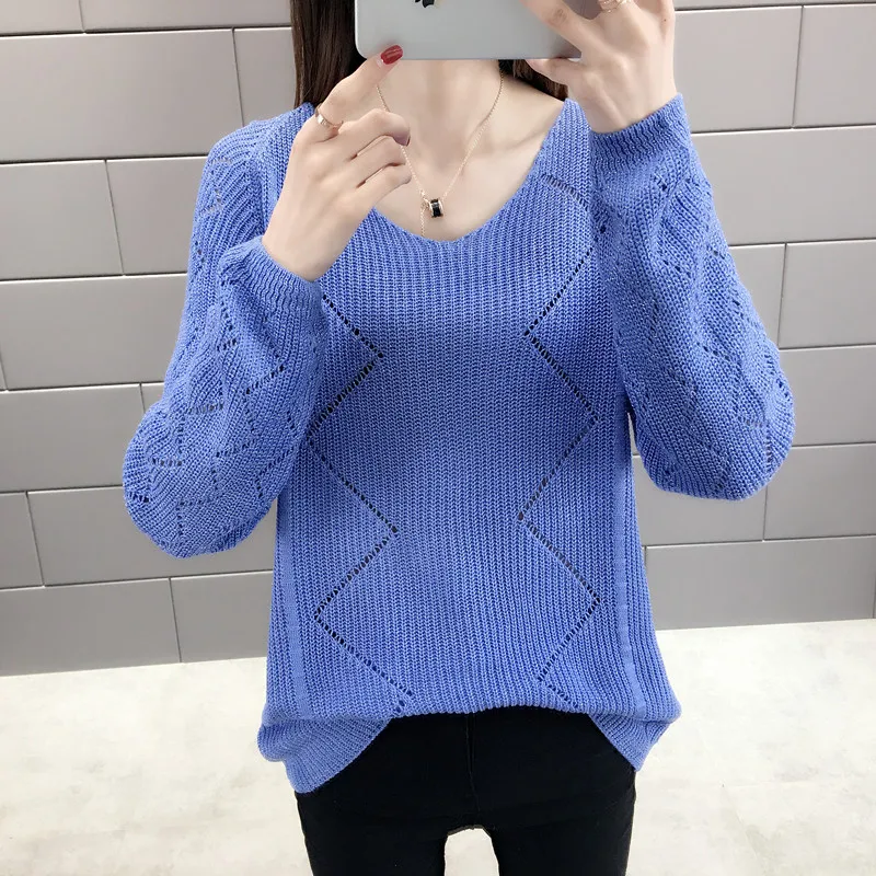 Spring Autumn New Fashion knitted Sweater Pullover Women Long Sleeve V-neck Sweater Women Tops Loose Bottoming Openwork Sweaters
Spring Autumn New Fashion knitted Sweater Pullover Women Long Sleeve V-neck Sweater Women Tops Loose Bottoming Openwork Sweaters
