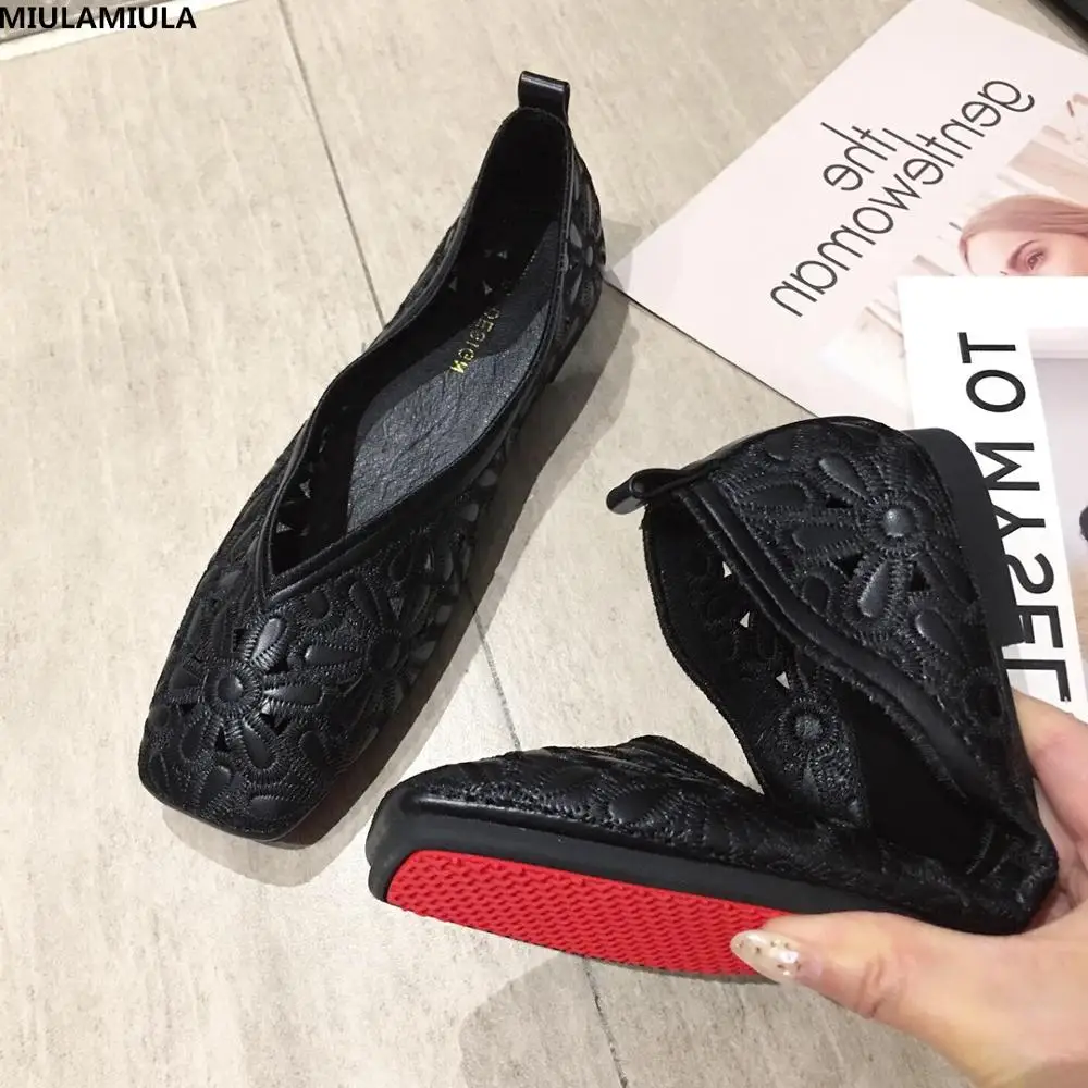 MIULAMIULA Brand Designers 2019 New Fashion Embroidery Hallow Leather Flats Ballet Shoes Female Soft Bottom Slip On Loafers Lady
MIULAMIULA Brand Designers 2019 New Fashion Embroidery Hallow Leather Flats Ballet Shoes Female Soft Bottom Slip On Loafers Lady