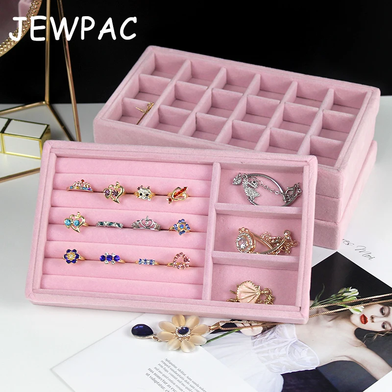 JEWPAC Лидер продаж бархатный лоток для ювелирных изделий держатель Кулон Кольцо