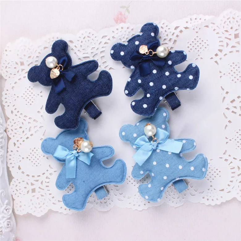 Denim Fabric Bear With Pearls Hair Clips For Children Lovely Polka Dots Little Bear Hairpins Kids Baby Girls Hair Accessories
Denim Fabric Bear With Pearls Hair Clips For Children Lovely Polka Dots Little Bear Hairpins Kids Baby Girls Hair Accessories
