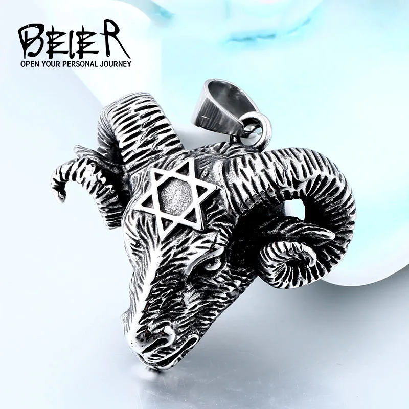 Beier Cool 3D 316L stainless steel Vikings Sheep head with Hexagram pendant necklace Charm Animal Choker jewelry for man BP8-332
Beier Cool 3D 316L stainless steel Vikings Sheep head with Hexagram pendant necklace Charm Animal Choker jewelry for man BP8-332