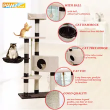 Domestic Delivery Cat Toy House Bed Hanging Balls Tree Kitten Furniture Scratchers Solid Wood for Cats