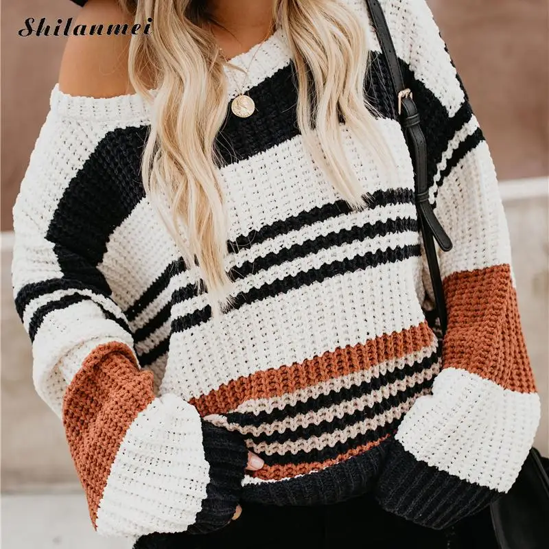 Fashion Warm Autumn Winter Knitted Sweater Women Fashion Striped O Neck Pullover Long Sleeve Ladies Knitwear Causal Pull Femme
Fashion Warm Autumn Winter Knitted Sweater Women Fashion Striped O Neck Pullover Long Sleeve Ladies Knitwear Causal Pull Femme