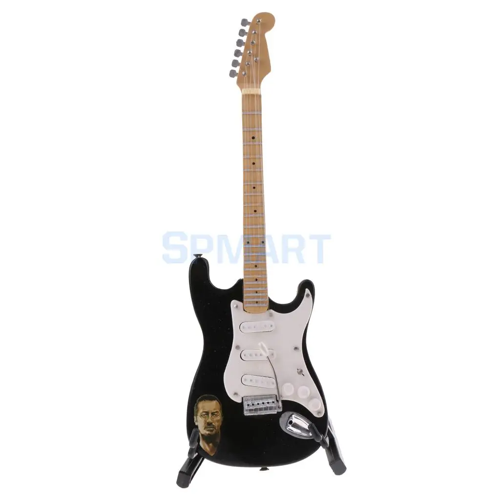 Mini Wood Guitar & Electric Guitar Model with Box Stand for 1/6 Action Figures 12inch Dolls Accessories Musical Instrument Decor