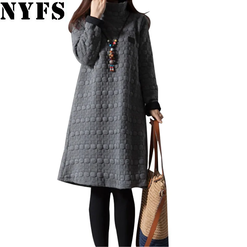 NYFS 2019 New Thick Autumn Winter Dress Women Long Sleeve Vintage large size Turtleneck Maternity Dress Vestidos Robe Elbise
NYFS 2019 New Thick Autumn Winter Dress Women Long Sleeve Vintage large size Turtleneck Maternity Dress Vestidos Robe Elbise