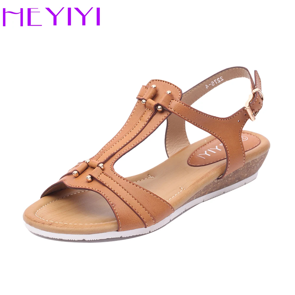 HEYIYI Wedges Women Sandals Summer Flat Beach T-Strap Open Toes Buckle Soft Insole Gladiator Large Size Beige Black Color Shoes
HEYIYI Wedges Women Sandals Summer Flat Beach T-Strap Open Toes Buckle Soft Insole Gladiator Large Size Beige Black Color Shoes