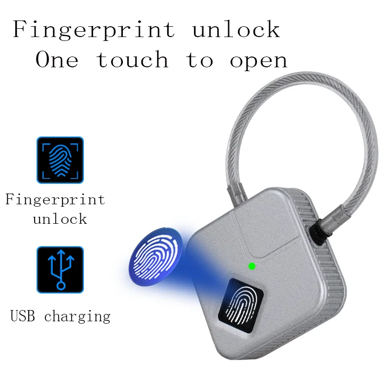 Smart Fingerprint Padlock Usb Rechargeable Intelligent Keyless Locking Ip65 Waterproof Lock For Luggage Box Anti-Theft Securit
Smart Fingerprint Padlock Usb Rechargeable Intelligent Keyless Locking Ip65 Waterproof Lock For Luggage Box Anti-Theft Securit