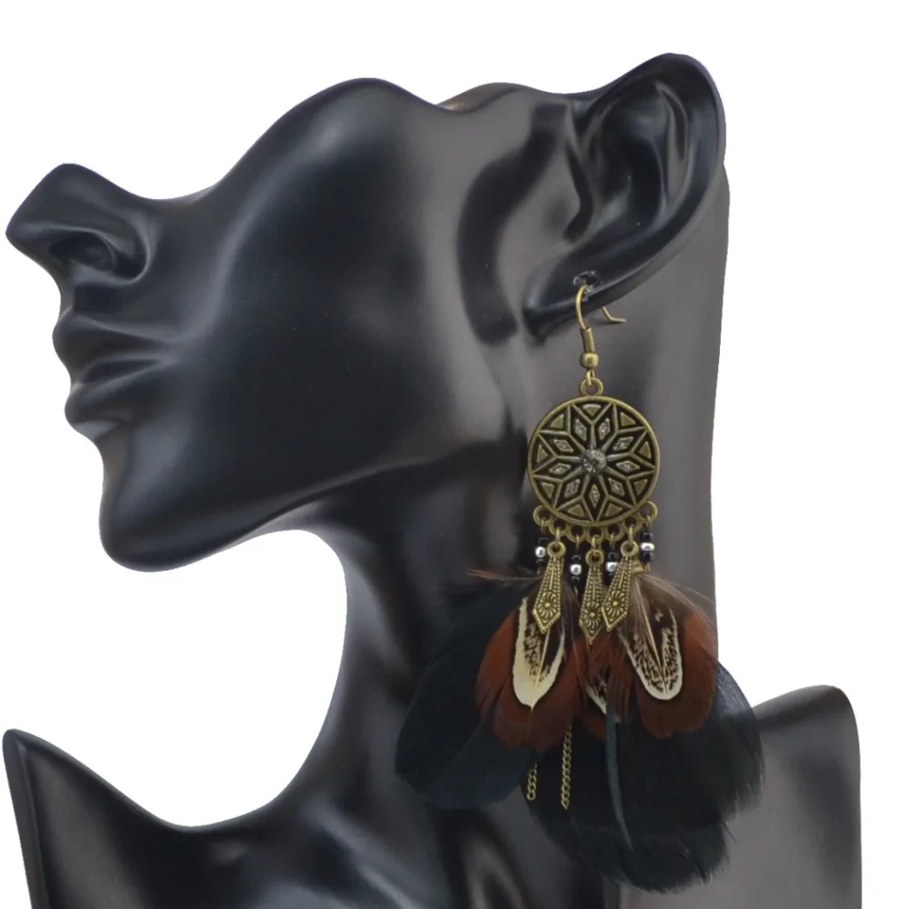 Vintage Long Peacock Feather Drop Earrings Long For Women Brown Black Tassel Dangle Earrings Indian African Tribal Boho Jewelry
Vintage Long Peacock Feather Drop Earrings Long For Women Brown Black Tassel Dangle Earrings Indian African Tribal Boho Jewelry