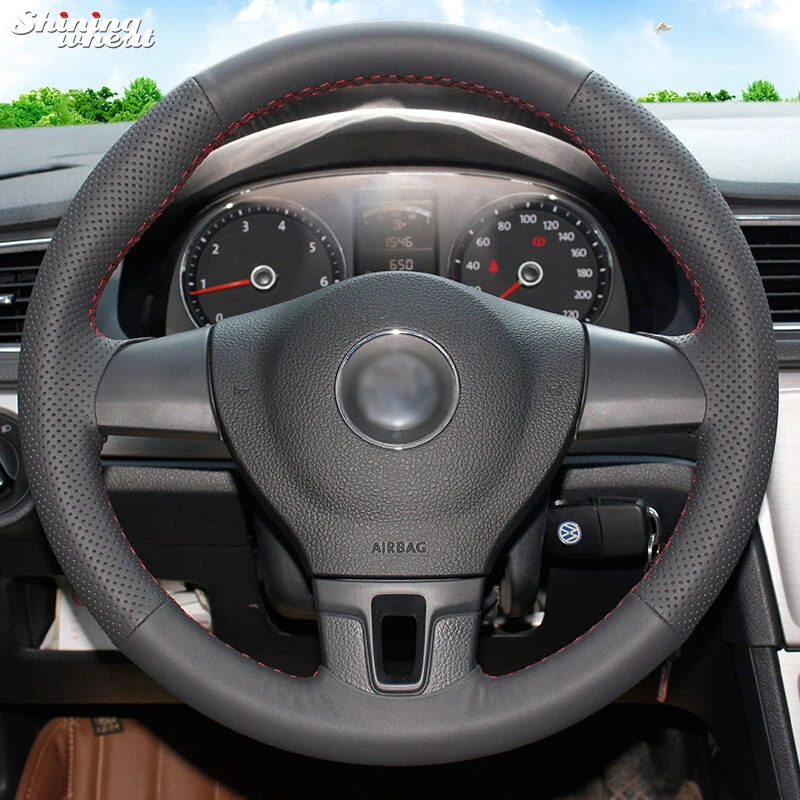 Shining wheat Hand-stitched Black Leather Car Steering Wheel Cover for Volkswagen VW Tiguan Lavida Passat B7 Jetta Mk6
Shining wheat Hand-stitched Black Leather Car Steering Wheel Cover for Volkswagen VW Tiguan Lavida Passat B7 Jetta Mk6