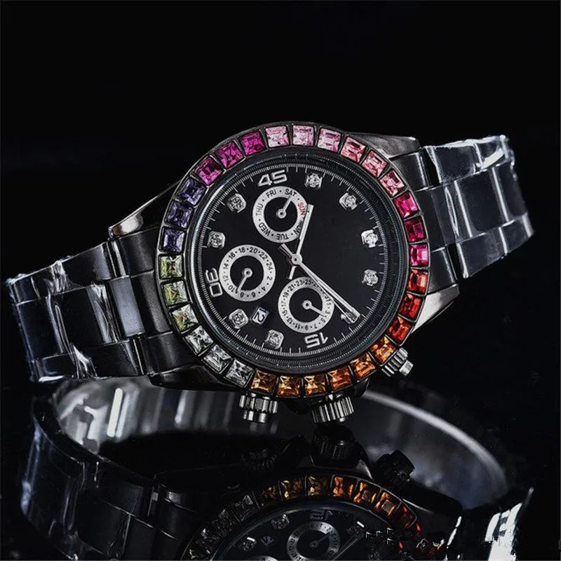 

mens Quartz watches Luxury Brand fashion Black Dial With Calendar Bracklet Folding Clasp Master Male giftluxury Mens Watches