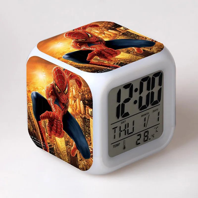 Avengers Figuras Spider Man Alarm CLock LED Colorful Touch Light SuperHero Spiderman Figure Boys Toys Bedroom Decor
Avengers Figuras Spider Man Alarm CLock LED Colorful Touch Light SuperHero Spiderman Figure Boys Toys Bedroom Decor
