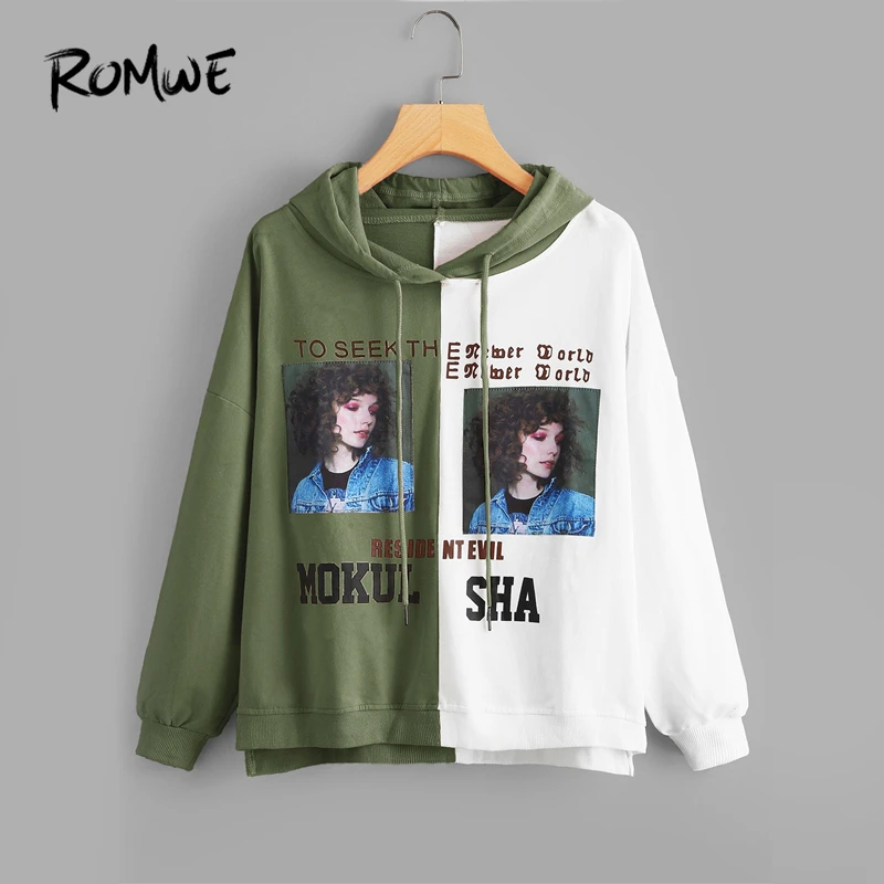 ROMWE Drawstring Letter Figure Print Color Block Sweatshirt Women Casual Autumn New Style Pullovers Spring Long Sleeve Hoodie
ROMWE Drawstring Letter Figure Print Color Block Sweatshirt Women Casual Autumn New Style Pullovers Spring Long Sleeve Hoodie