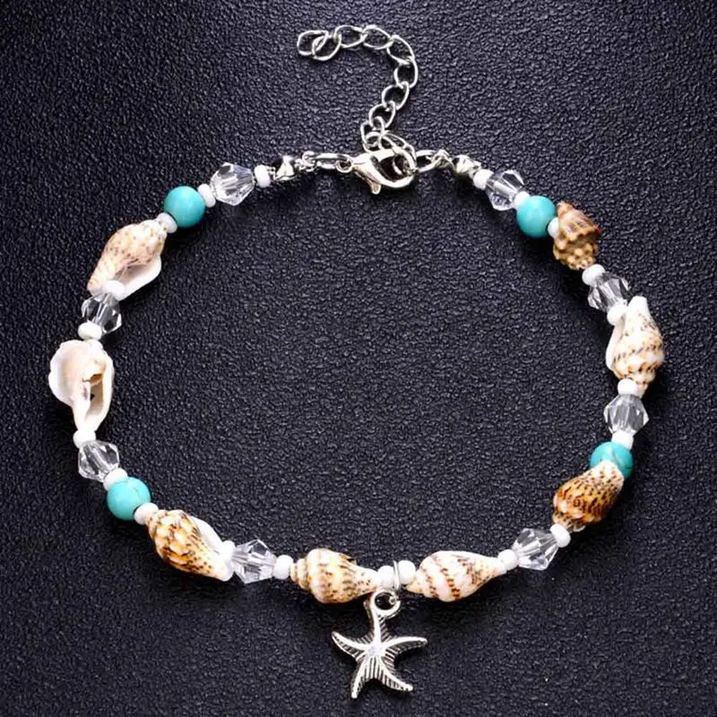 Romantic Beach Anklet Ladies Starfish Shell Anklet Silver Stainless Steel Blue Bead Bracelet Ladies Jewelry
Romantic Beach Anklet Ladies Starfish Shell Anklet Silver Stainless Steel Blue Bead Bracelet Ladies Jewelry