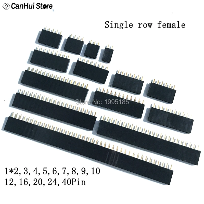 Pitch 2.54mm 1x2/3/4/5/6/7/8/9/10/12/16/20/24/40 Pin Stright Female Single Row Pin Header Strip PCB Connector Single Row Mother
Pitch 2.54mm 1x2/3/4/5/6/7/8/9/10/12/16/20/24/40 Pin Stright Female Single Row Pin Header Strip PCB Connector Single Row Mother