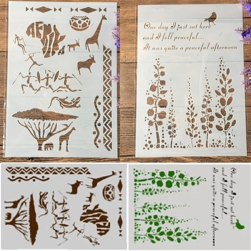 2Pcs/Lot A4 African Animals Bird Tree DIY Craft Layering Stencils Painting Scrapbooking Stamping Embossing Album Paper Template
2Pcs/Lot A4 African Animals Bird Tree DIY Craft Layering Stencils Painting Scrapbooking Stamping Embossing Album Paper Template