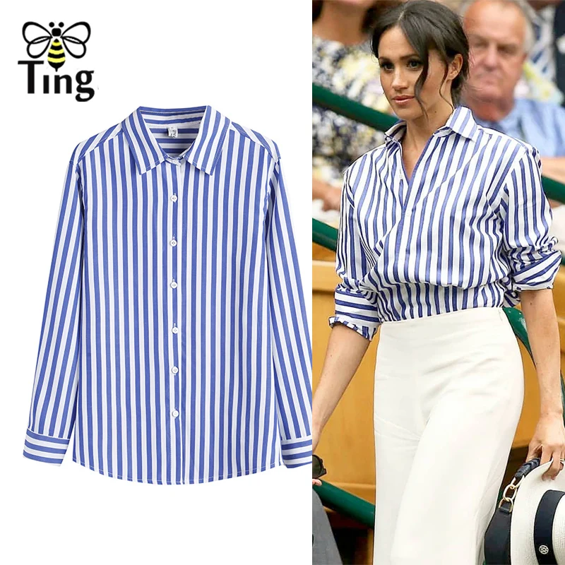 Tingfly Spring Autumn Fashion Megan Princess Style Striped Blouse Single-breasted Designer Female Shirt Office Lady Blouses
Tingfly Spring Autumn Fashion Megan Princess Style Striped Blouse Single-breasted Designer Female Shirt Office Lady Blouses