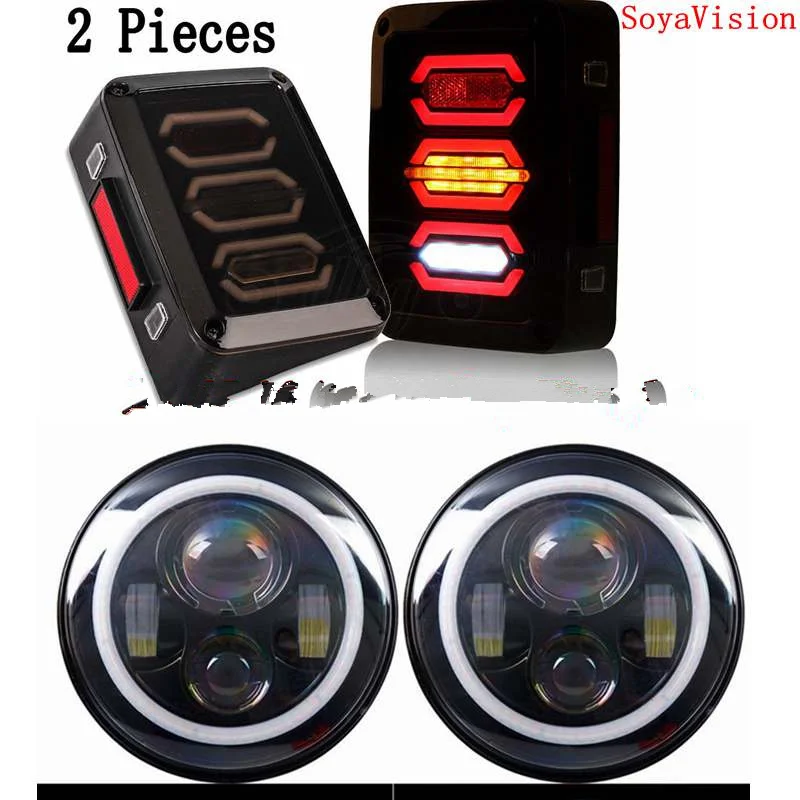 White/Amber Halo Angel Eyes 40W 7" LED Headlight & LED Reversing Brake Light Rear Taillight Assembly For Jeep Wrangler JK
White/Amber Halo Angel Eyes 40W 7" LED Headlight & LED Reversing Brake Light Rear Taillight Assembly For Jeep Wrangler JK