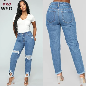 High Waist Hole Jeans Hot Sale Women Slim Vintage Plus Size Autumn Casual Streetwear Blue Pencil Trousers Korean Ladies Pants
High Waist Hole Jeans Hot Sale Women Slim Vintage Plus Size Autumn Casual Streetwear Blue Pencil Trousers Korean Ladies Pants