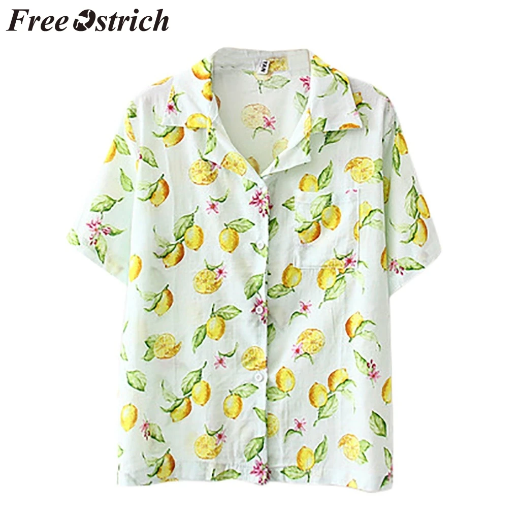 FREE OSTRICH Women T Shirts Lemon Printing Short Sleeve Loose Turn-down Collar Graceful Elegant Noble Summer T-Shirt For Women
FREE OSTRICH Women T Shirts Lemon Printing Short Sleeve Loose Turn-down Collar Graceful Elegant Noble Summer T-Shirt For Women