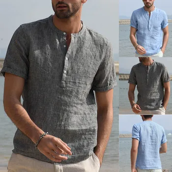 2019 Men Vintage Pure Color Button Linen Solid Short Sleeve Retro Tops Blouse hawaiian shirt camisa masculina chemise homme
2019 Men Vintage Pure Color Button Linen Solid Short Sleeve Retro Tops Blouse hawaiian shirt camisa masculina chemise homme