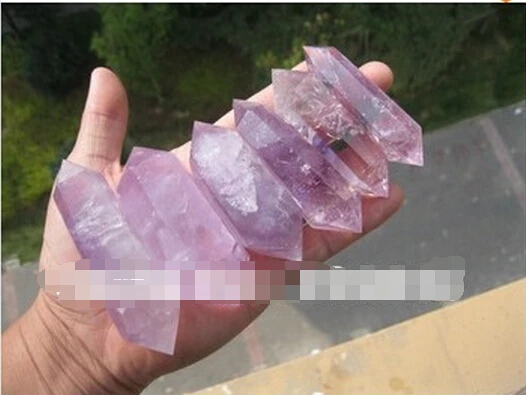 A 322NATURAL AMETHYST QUARTZ CRYSTAL DT WAND POINT (0601)