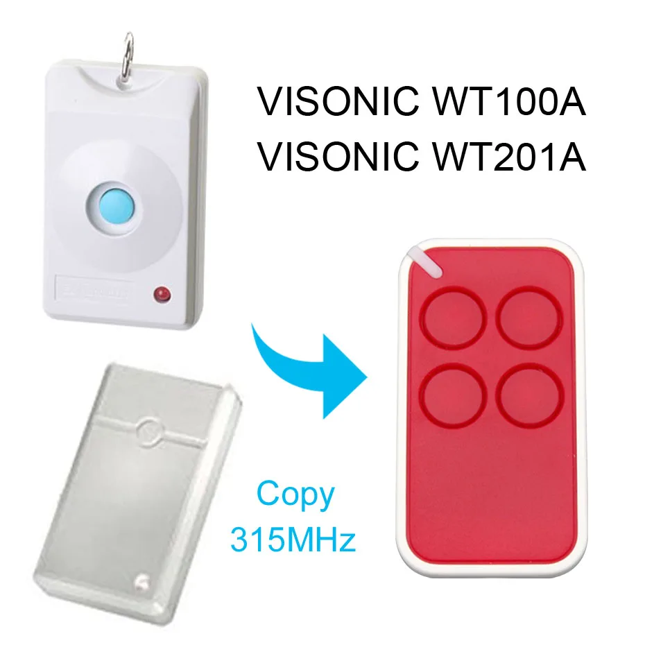 Copy VISONIC WT100A WT201A 315MHz door remote control universal gate door remote control VISONIC WT201A WT100A remote control
Copy VISONIC WT100A WT201A 315MHz door remote control universal gate door remote control VISONIC WT201A WT100A remote control