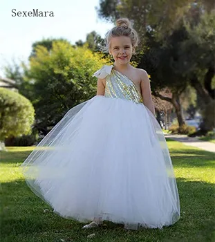 Simple Design Cheap Tulle Flower Girl Dres with Sequined Top One Shulder Customized For 2-14 Years Girls First Communion Gowns
Simple Design Cheap Tulle Flower Girl Dres with Sequined Top One Shulder Customized For 2-14 Years Girls First Communion Gowns