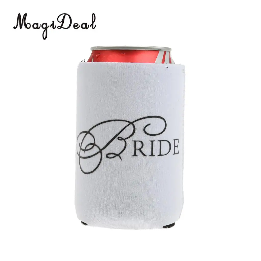 MagiDeal Bride Groom Bridesmaid Maid of Honor Sleeve Protection Insulation Neoprene Can Cooler Hens Night Party Decor