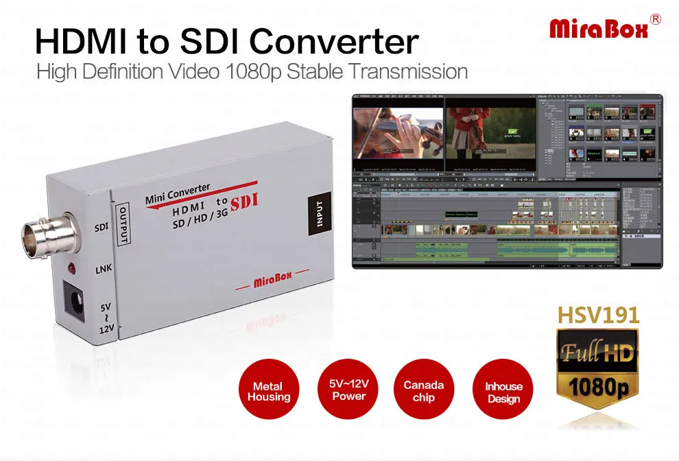 Mini 3g HDMI To SDI Converter Full HD 1080P HDMI to SDI Adapter Video Converter with Power Adapter for Driving HDMI Monitors (1)