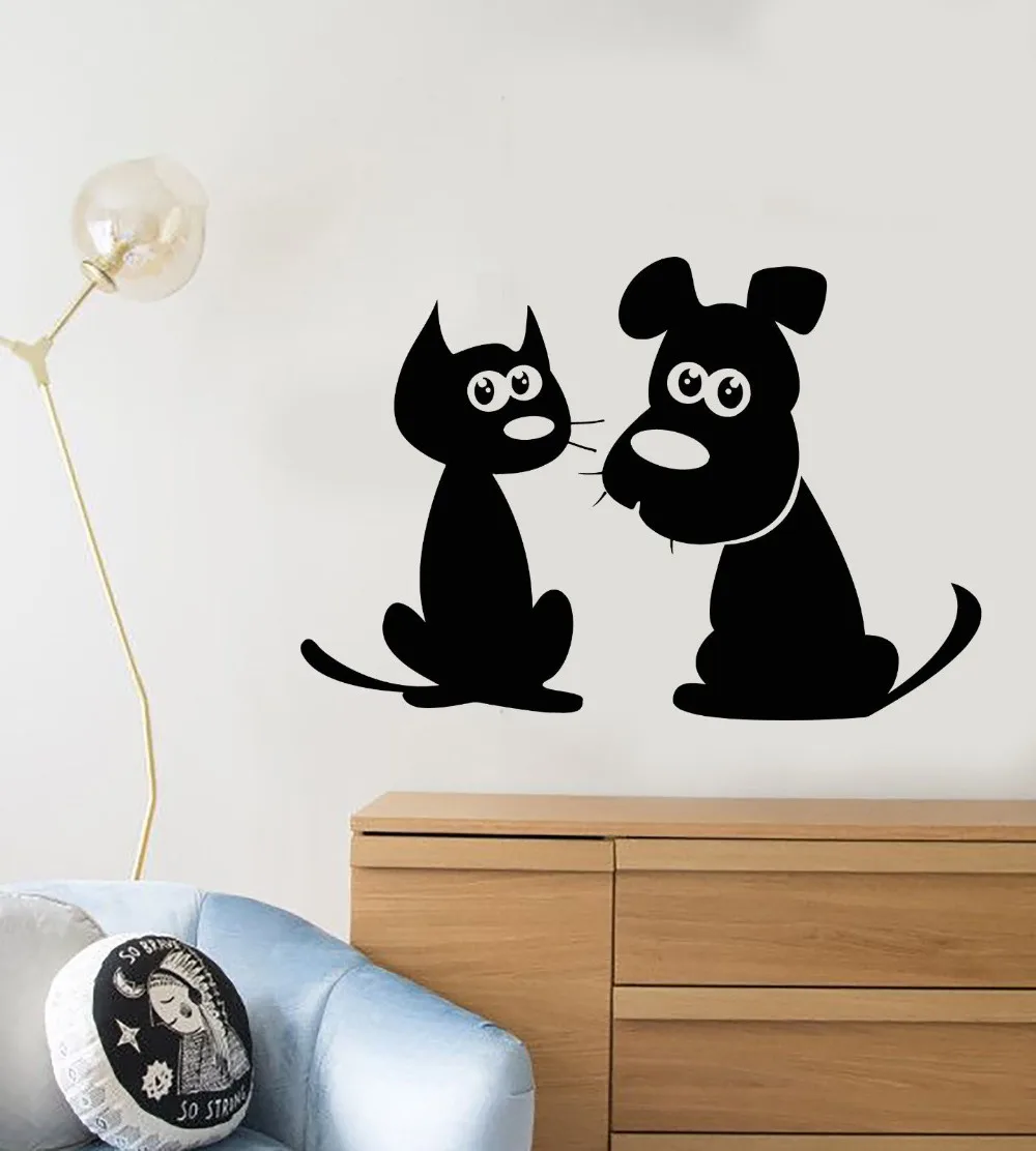 Cute Dog Wall Sticker Cartoon Cat Puppy Pet Shop Friends Room Decoration Beauty Fashion Ornament Decals Poster LX202 | Дом и сад