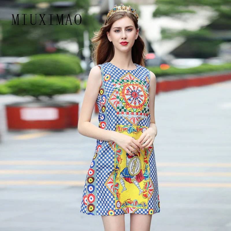 Europe Fashion 2018 Summer Newest Casual O-Neck Sleeveless Diamonds Cartoon Print Plaid Tank A-Line Above Knee Dress Women
Europe Fashion 2018 Summer Newest Casual O-Neck Sleeveless Diamonds Cartoon Print Plaid Tank A-Line Above Knee Dress Women