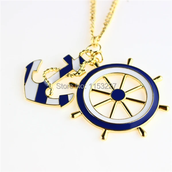 Long Bijoux Marine Navy Style Blue and White Design Long Statement Anchor Rudder Steering-wheel Necklace Pendants Jewelry Gift
Long Bijoux Marine Navy Style Blue and White Design Long Statement Anchor Rudder Steering-wheel Necklace Pendants Jewelry Gift