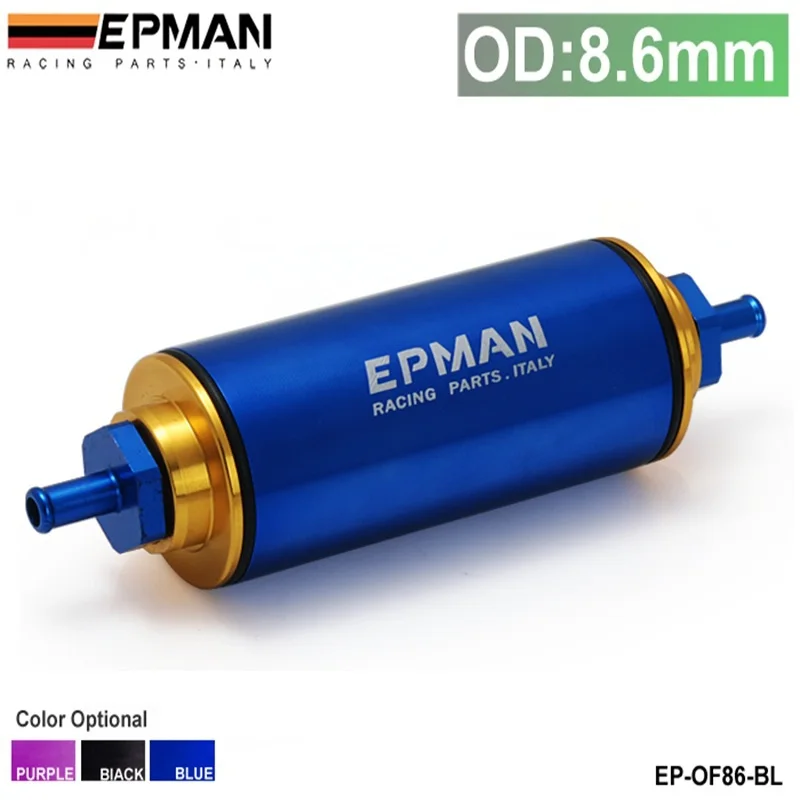 Epman Racing Blue OD:8.6MM Hi-Flow Motorsport/Rally/Racing Alloy Fuel Filter With Steel filter EP-OF86-BL