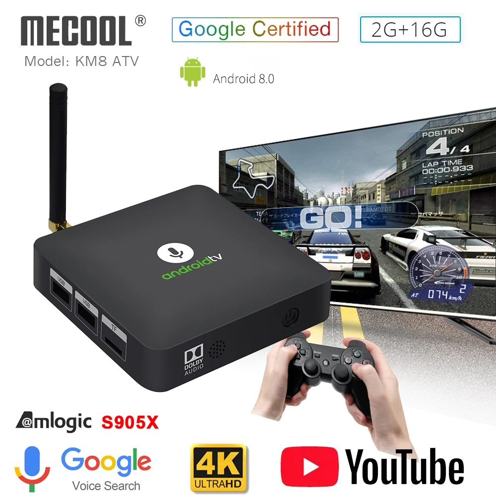 MECOOL Android tv KM8 ATV Google Voice Control Smart TV Android 8.0 Amlogic S905X 2GB DDR3 16GB TV BOX Bluetooth 4.2 Set-Top Box
MECOOL Android tv KM8 ATV Google Voice Control Smart TV Android 8.0 Amlogic S905X 2GB DDR3 16GB TV BOX Bluetooth 4.2 Set-Top Box