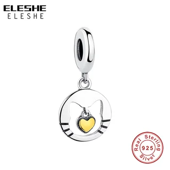 ELESHE New Lovely Openwork Cat with Gold Heart Dangle Charms Bead Fit Bracelets DIY Original 925 Sterling Silver Jewelry
ELESHE New Lovely Openwork Cat with Gold Heart Dangle Charms Bead Fit Bracelets DIY Original 925 Sterling Silver Jewelry