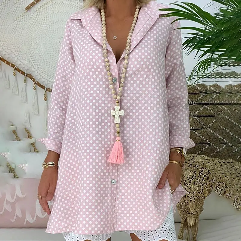 Polka Dotted Print Chiffon Women Shirts Tops Long Sleeve Turn Down Collar Buttons Plus Size Blouses 2019 Loose Casual Ladies Top
Polka Dotted Print Chiffon Women Shirts Tops Long Sleeve Turn Down Collar Buttons Plus Size Blouses 2019 Loose Casual Ladies Top