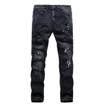 Men Cotton Slim Straight Jeans Males Vintage Hole Long Denim Trousers Men Ripped Hole Full Length Jeans AA51447
Men Cotton Slim Straight Jeans Males Vintage Hole Long Denim Trousers Men Ripped Hole Full Length Jeans AA51447