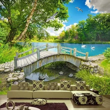 Настенные обои на заказ домашний декор маленький мост озеро вода