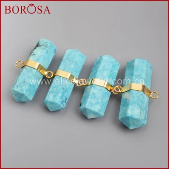 BOROSA Gold Color Hexagon Howlite Greenish Sky Blue Stone Faceted Connector Double Bails G1010
BOROSA Gold Color Hexagon Howlite Greenish Sky Blue Stone Faceted Connector Double Bails G1010