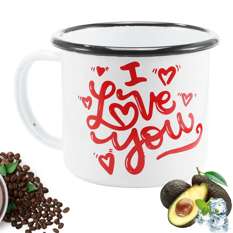 Valentine's Day Simple Black Edge Enameled Cup, I LOVE YOU Pattern Milk Mug, Home Office Coffee Cup
Valentine's Day Simple Black Edge Enameled Cup, I LOVE YOU Pattern Milk Mug, Home Office Coffee Cup