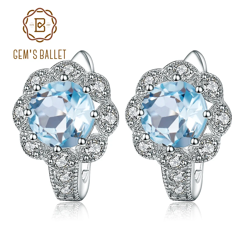 Gem's Ballet 925 Sterling Silver Vintage Earrings 3.33Ct Round Natural Sky Blue Topaz Gemstone Earrings for Women Fine Jewelry
Gem's Ballet 925 Sterling Silver Vintage Earrings 3.33Ct Round Natural Sky Blue Topaz Gemstone Earrings for Women Fine Jewelry