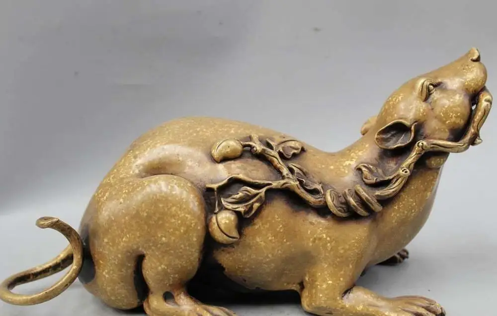 12" Chinese Fengshui Copper Zodiac Year Mouse Coin Wealth Peach Money Cai Statue
12" Chinese Fengshui Copper Zodiac Year Mouse Coin Wealth Peach Money Cai Statue