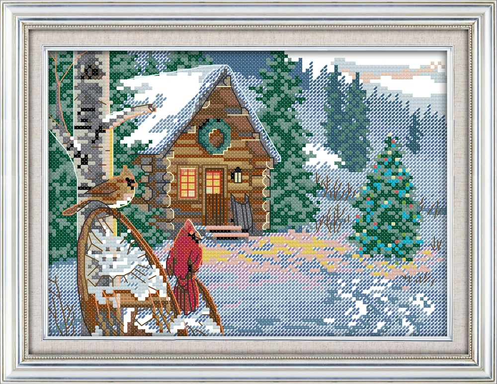 Dreampattern Winter cabin cross stitch kit 14ct Pattern printed canvas DMC embroider handmade needlework craft supplies material
Dreampattern Winter cabin cross stitch kit 14ct Pattern printed canvas DMC embroider handmade needlework craft supplies material