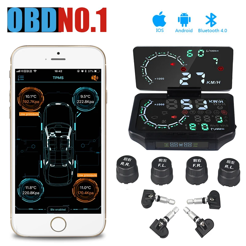 BLE TPMS Car Bluetooth TPMS Tire Pressure Temperature Alarm System with 4 Sensors support both Android and IOS phone
BLE TPMS Car Bluetooth TPMS Tire Pressure Temperature Alarm System with 4 Sensors support both Android and IOS phone