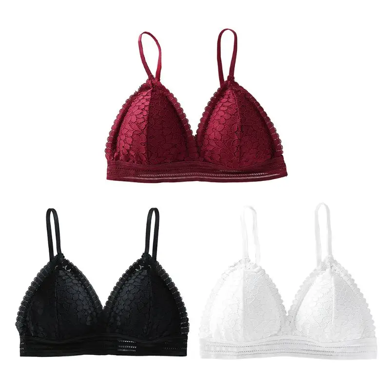 Women Girls Korean Style Sexy Floral Lace Triangle Bra Solid Color Scalloped Trim Wireless Bralette Seamless Hollow Out Brassier
Women Girls Korean Style Sexy Floral Lace Triangle Bra Solid Color Scalloped Trim Wireless Bralette Seamless Hollow Out Brassier