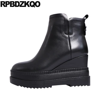 flatform lace up wedge muffin shoes platform casual black genuine leather high heel ankle round toe women boots winter 2018
flatform lace up wedge muffin shoes platform casual black genuine leather high heel ankle round toe women boots winter 2018