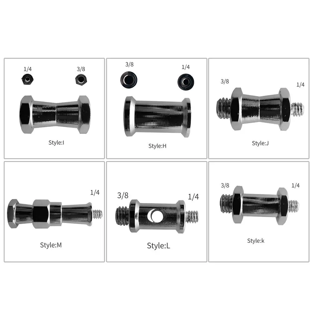 1/4 Inch and 3/8" Converter Threaded Screws Adapter Mount for Camera/ Tripod/ Monopod/ Ballhead/ Light Stand/ Shoulder Rig
1/4 Inch and 3/8" Converter Threaded Screws Adapter Mount for Camera/ Tripod/ Monopod/ Ballhead/ Light Stand/ Shoulder Rig