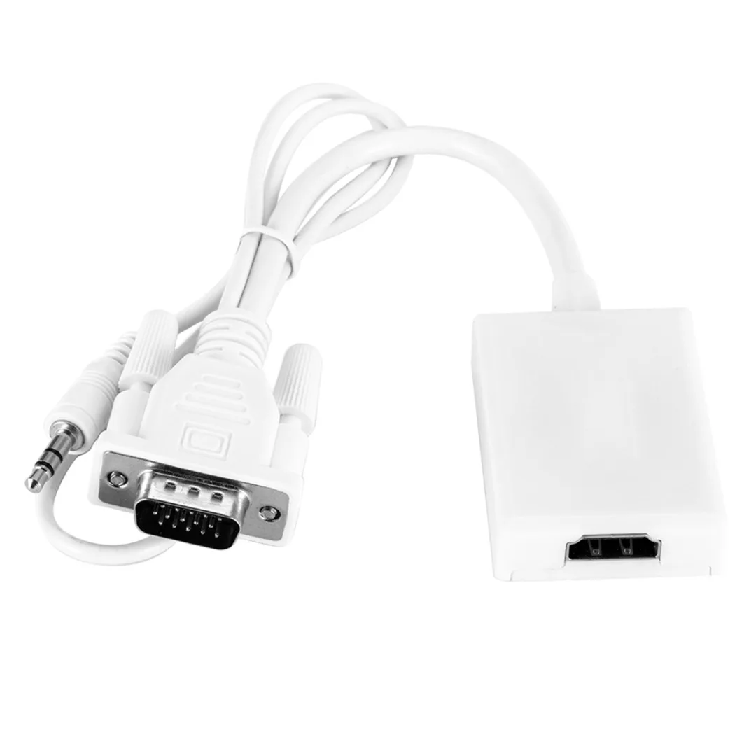 Pohiks 1pc VGA To HDMI 1080P HD With Audio Cable Converter For HDTV PC Laptop TV Computer Notebook DVD Player
