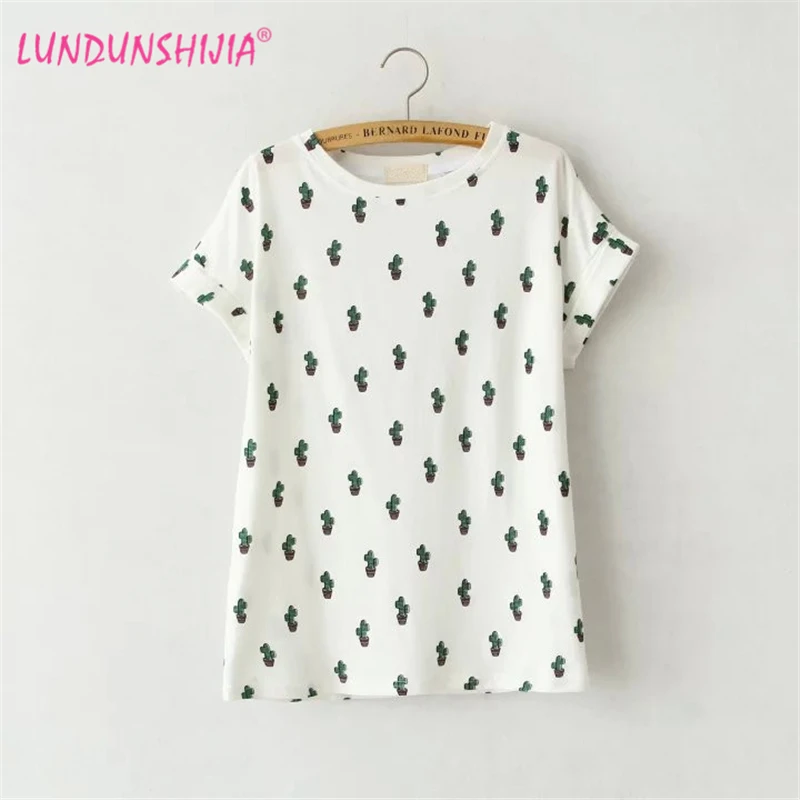LUNDUNSHIJIA Fashion Summer 2017 Women Elegant Cactus Printed White T-shirts O-neck Casual Female T-shirt Tops Tee
LUNDUNSHIJIA Fashion Summer 2017 Women Elegant Cactus Printed White T-shirts O-neck Casual Female T-shirt Tops Tee