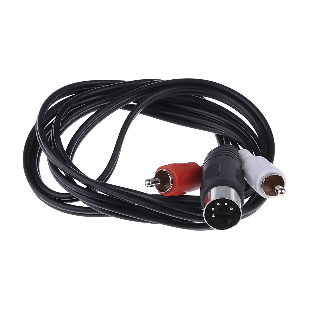 1.5m Jack Stereo Audio Extension Cable 5 Pin DIN Male to 2RCA Male Video TV A/V Lead Converter Cable Adapter